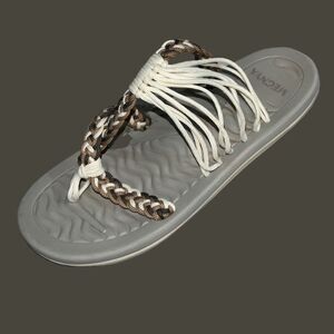 NEW  MEGNYA Womens Comf ROPE Sandal Braided cord Straps Tan Brown Cream Size 8